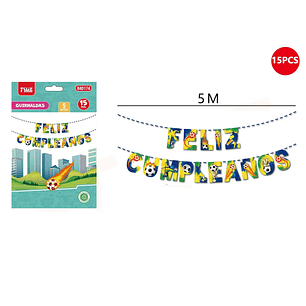 Guirnaldas Feliz Cumpleaños Fútbol 15pcs 5M