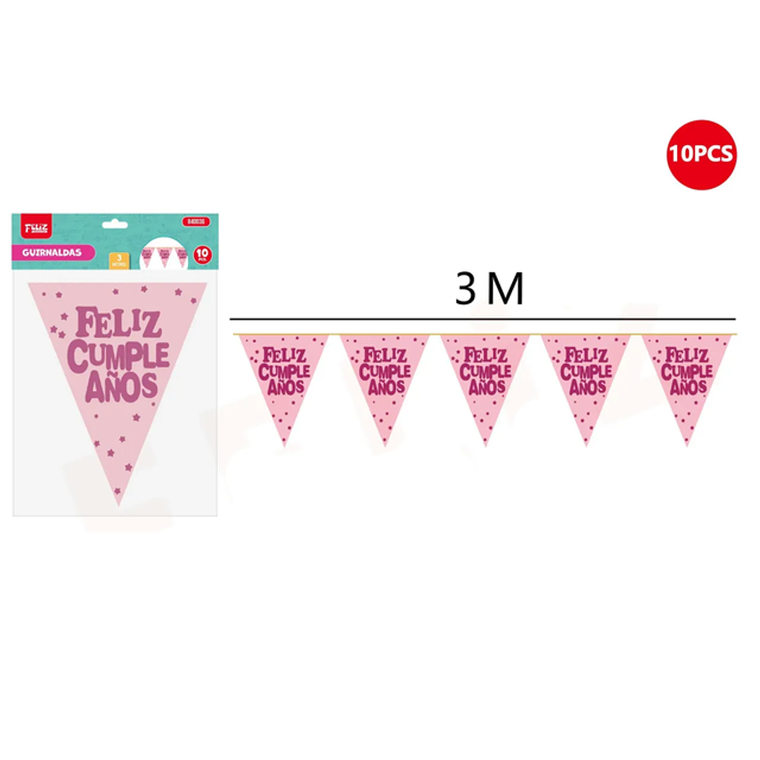 Guirnaldas de Cumpleaños Tonos rosa 3M 1