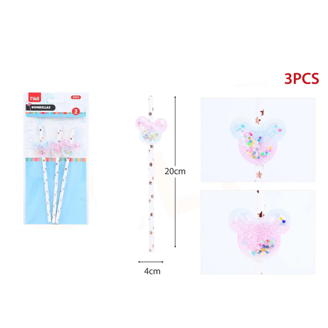 Bombillas de Papel Mouse Brillante 3pcs 1