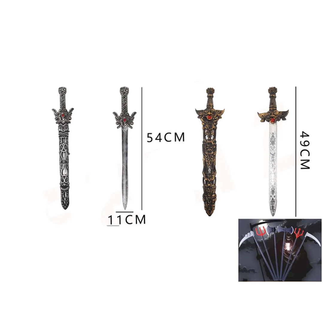 Espada De Halloween Plateado Dorado 54Cm 1