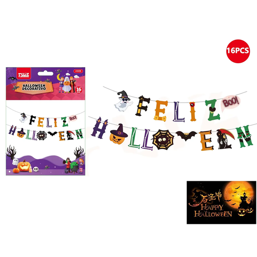 Guirnalda Letras Feliz Halloween 16Pcs 1