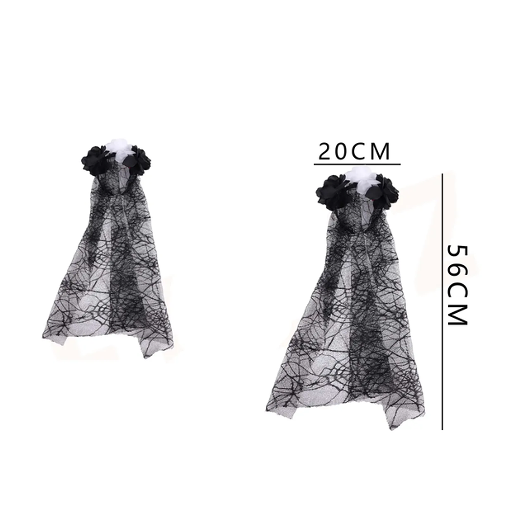 Cintillo Con Flores Y Velo De Telarana 1