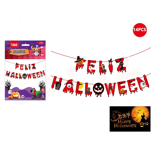 Guirnalda Sangrienta Feliz Halloween 14pcs