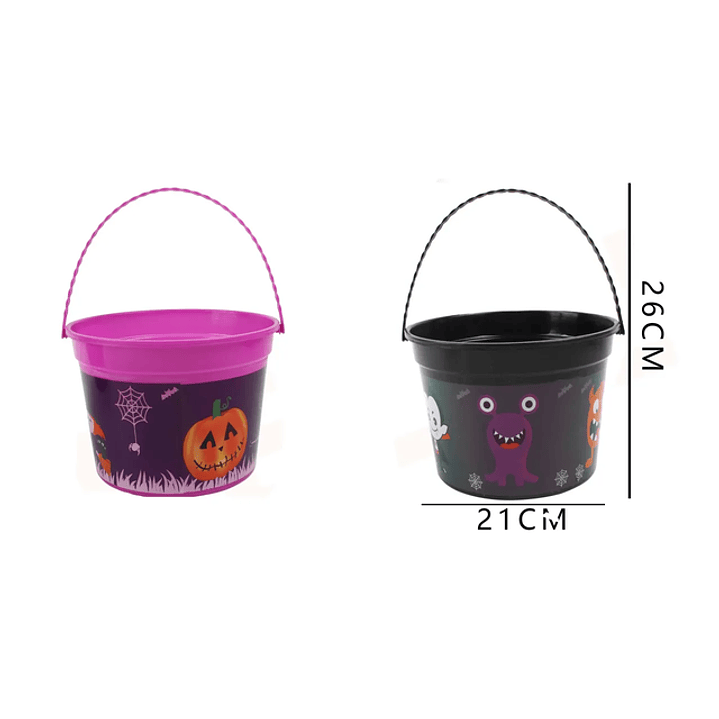 Balde Para Dulces Halloween Negro 2621Cm 1