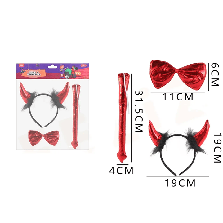 Set De Diablita Brillante Para Halloween 3Pcs 1