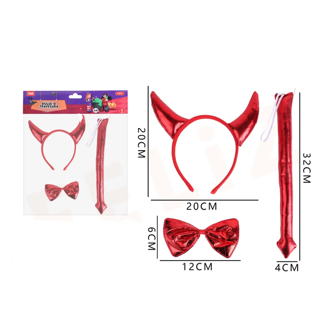 Set De Diablita Para Halloween Brillante 3Pcs 1
