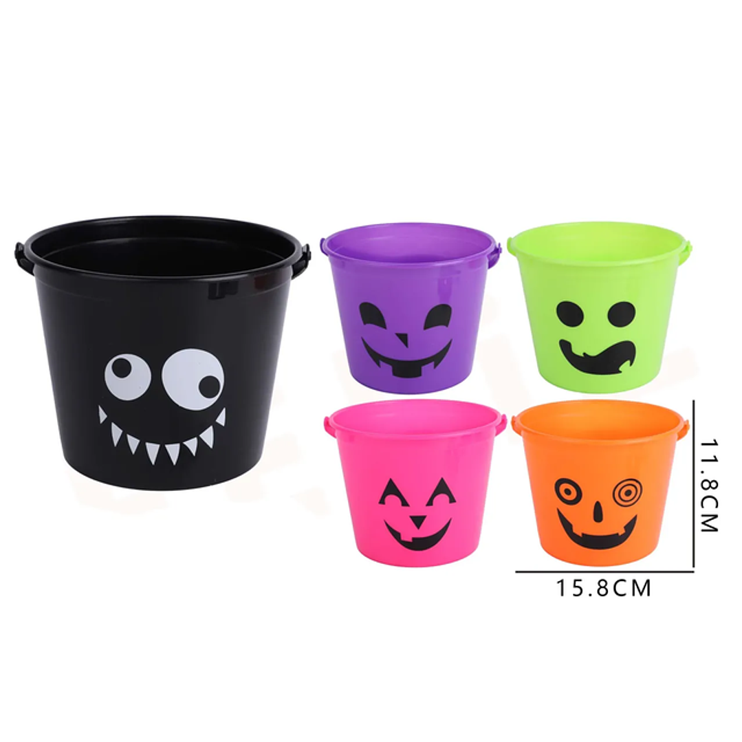 Balde Para Dulces Con Caras Halloween 1