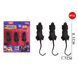 Raton Negro Decoracion Halloween 3Pcs
