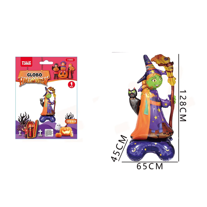 Globo Brujagato Con Soporte Halloween 132Cm 1