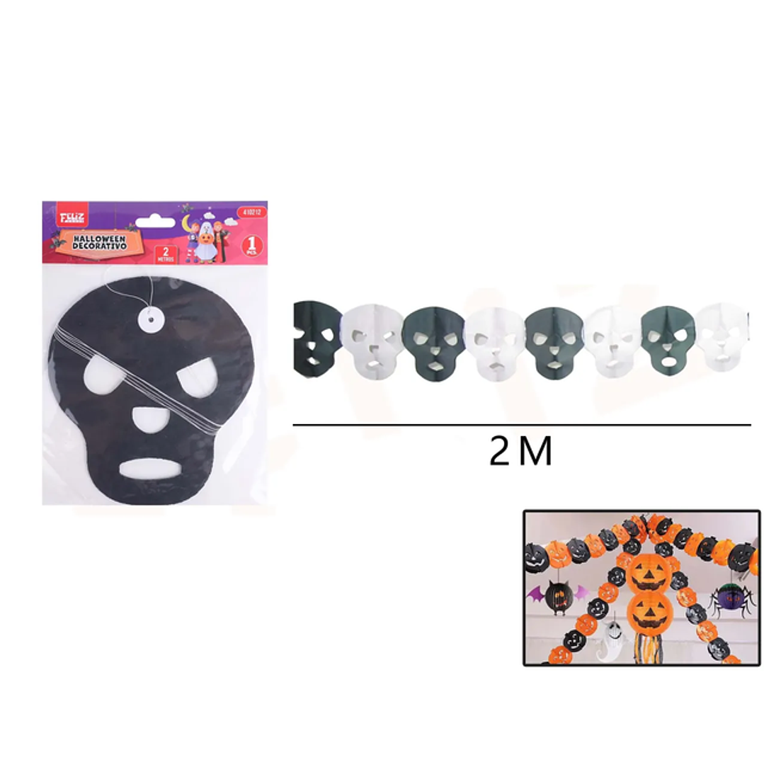 Guirnalda Forma Calavera Bicolor Halloween 2M 1