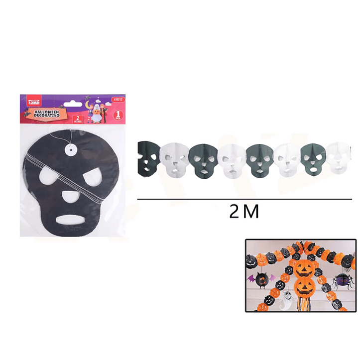 Guirnalda Forma Calavera Bicolor Halloween 2M 1