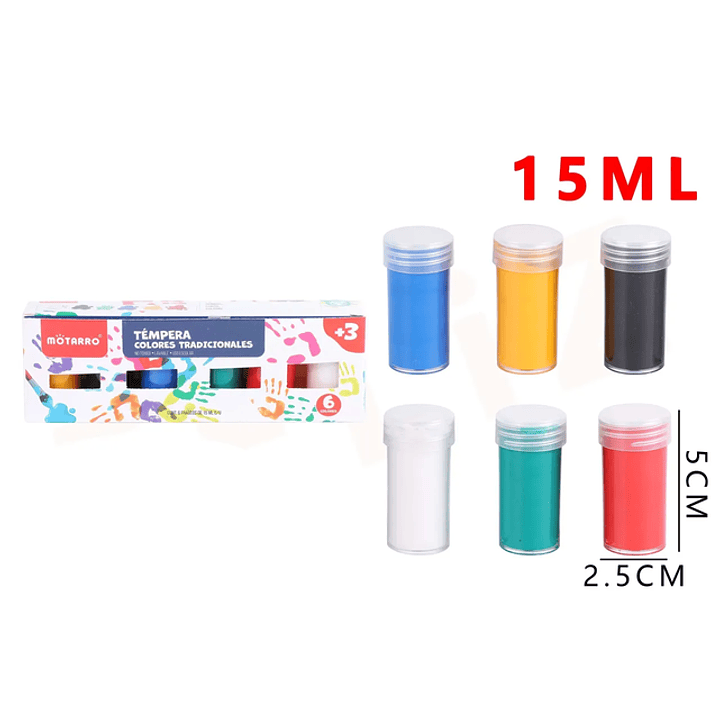 Tempera Colores Primario 6 Unidades 1