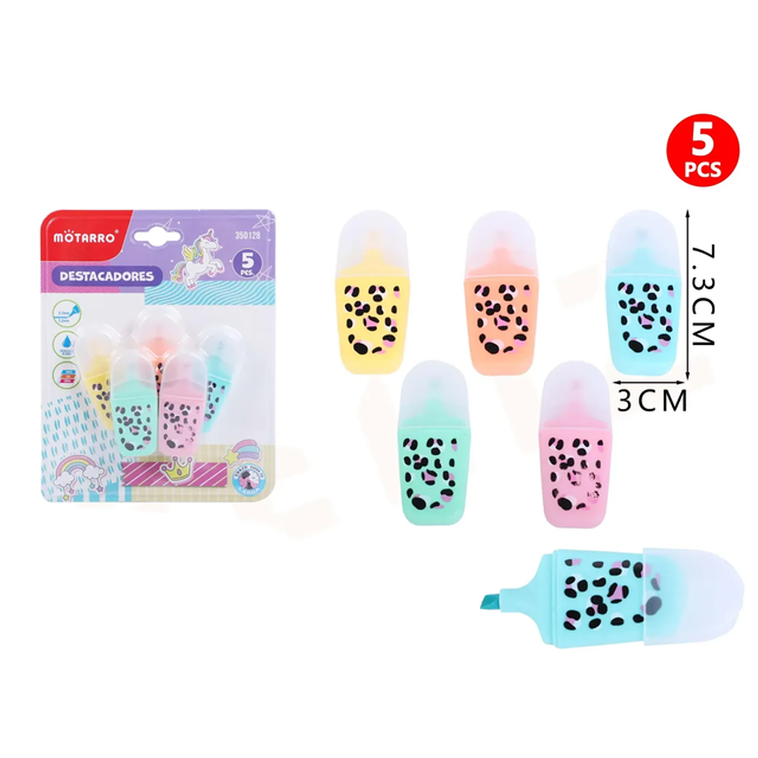 Destacador Fluor Animal Print 5Pcs 1