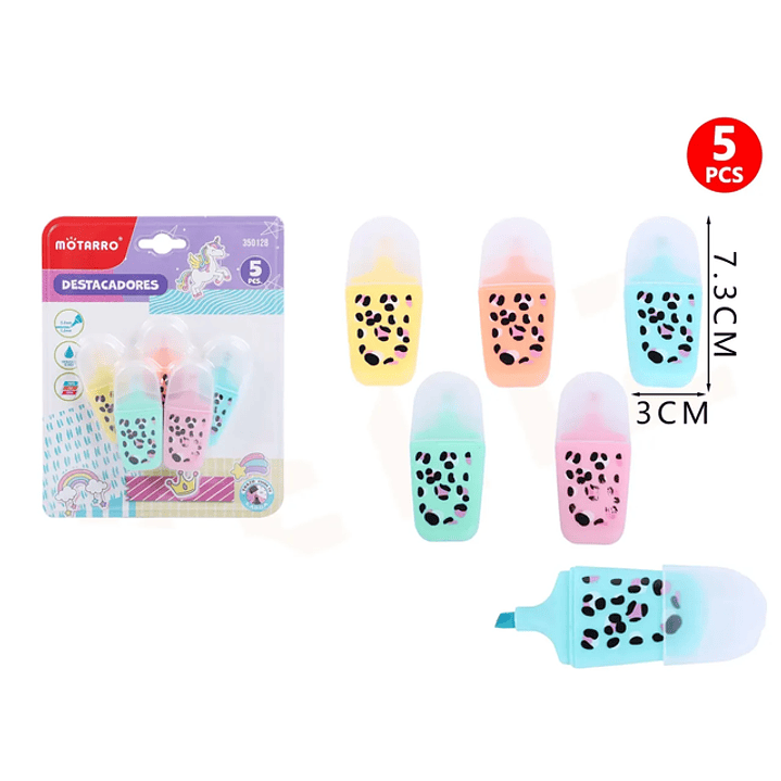 Destacador Fluor Animal Print 5Pcs 1