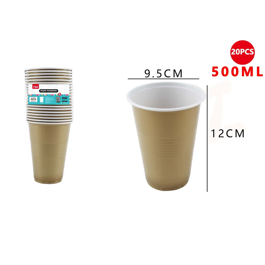 Vaso Plástico Dorado 20pcs 1