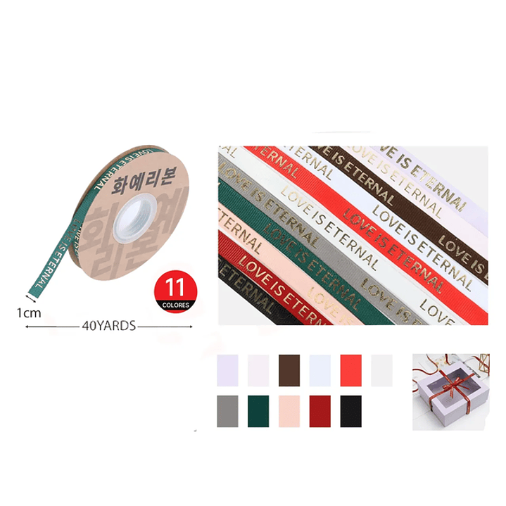 Cinta de Raso Love Dorado 1cm*40 1