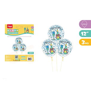 Globos Champagne con Lentejuelas 3pcs 12Pulgadas