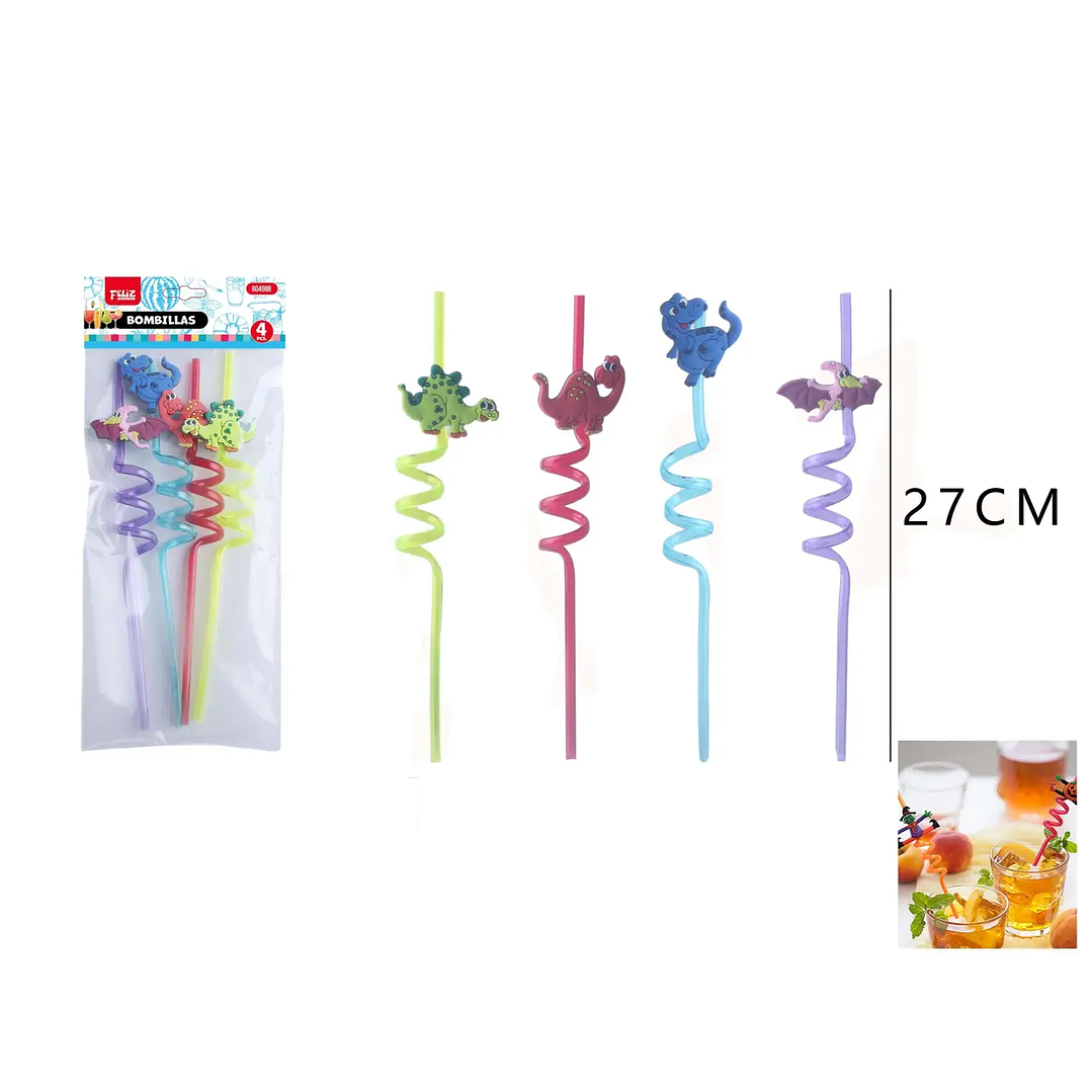 Bombilla Dinosaurio 27cm 4pcs 1