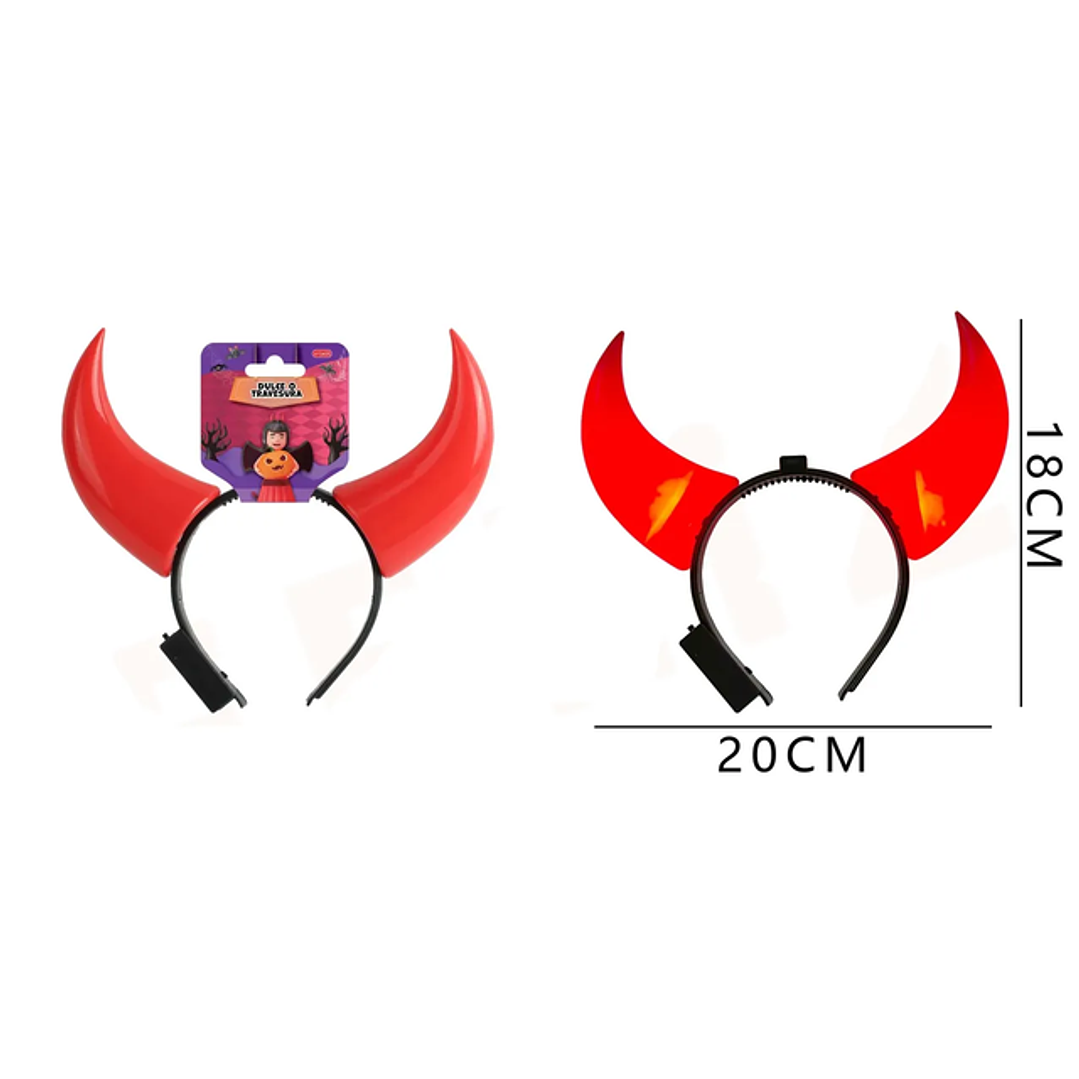 Cintillo Diablita con Luz Rojo 18cm 1