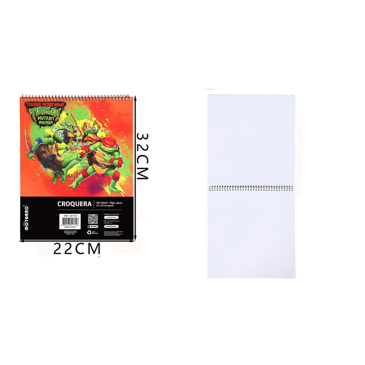 Croquera Tortugas Ninja naranja 32*22cm 1