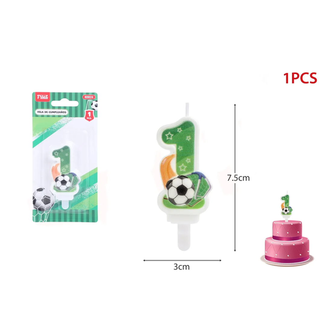 Velas de Cumpleaños Fútbol 1 1