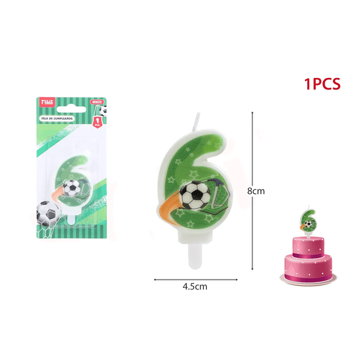 Velas de Cumpleaños Fútbol 6 1