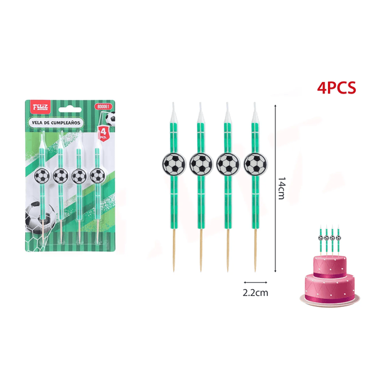 Velas de Fútbol Verde 4pcs 1