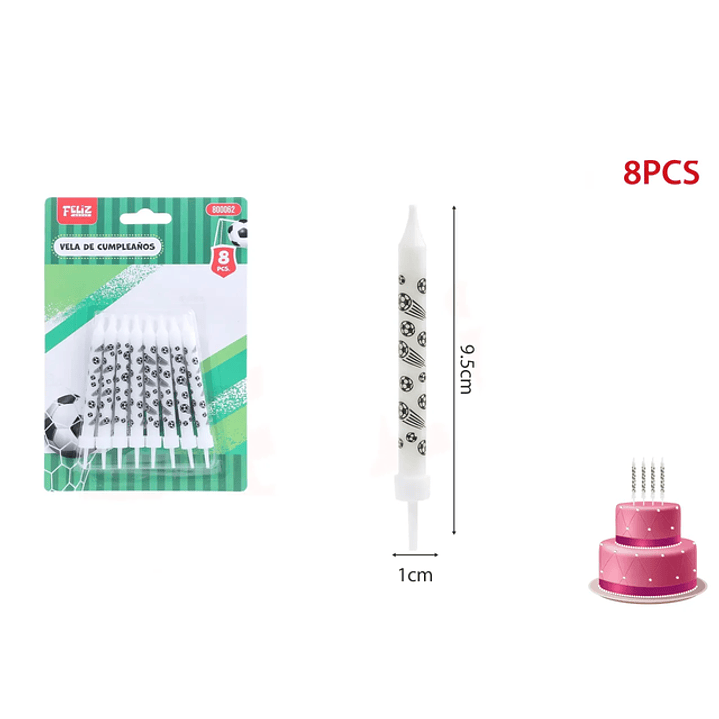 Velas de Fútbol Blanco 8pcs 1