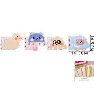 Libreta con forma Animales 80Hojas 14.5x10.5cm