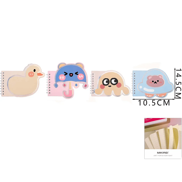 Libreta con forma Animales 80Hojas 14.5x10.5cm 1