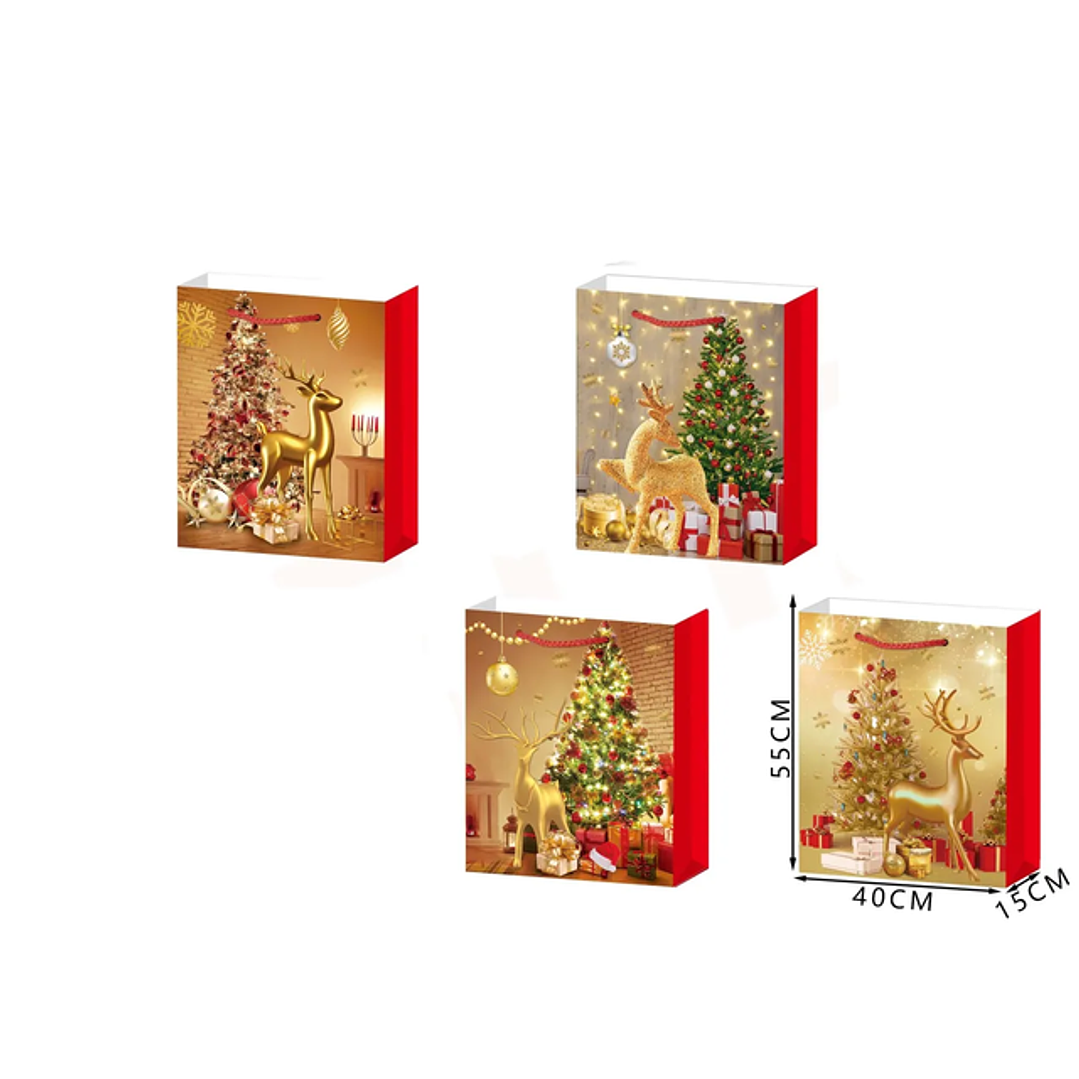 Bolsa de Regalo Navidad Rodolfo Dorado 55*40*15cm XL 1