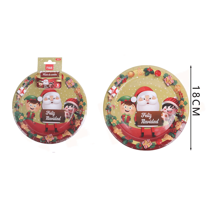 Plato de Feliz Navidad 18cm 6pcs 1