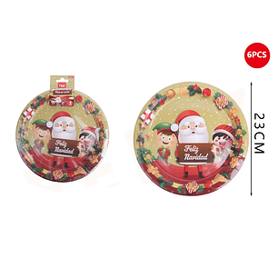 Plato de Feliz Navidad 23cm 6pcs
