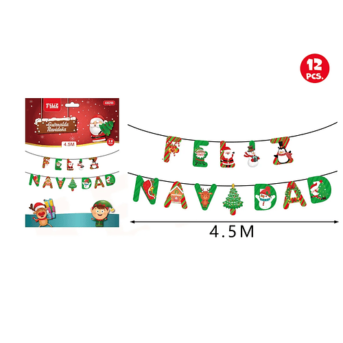 Guirnalda Feliz Navidad 12pcs 4.5M