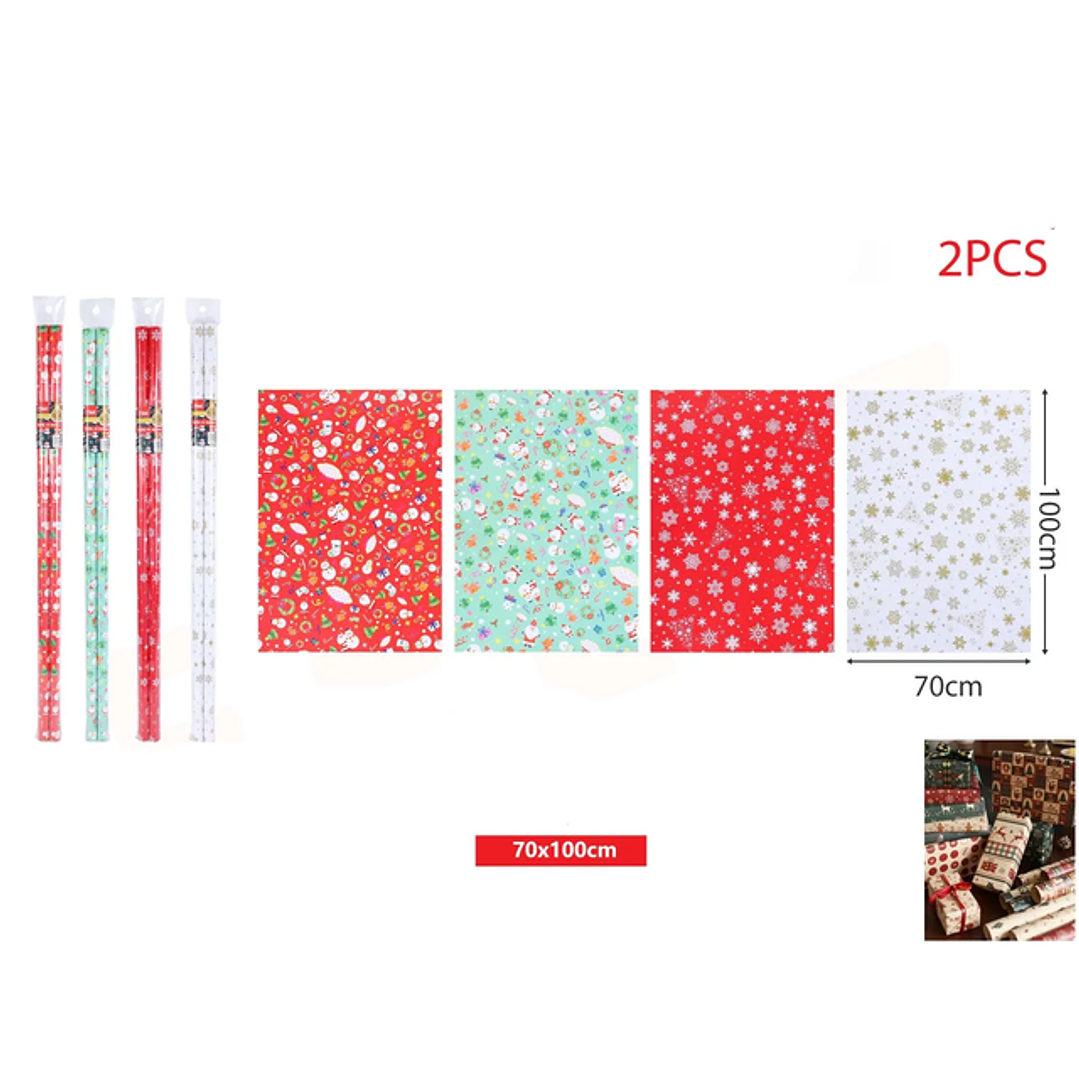 Papel de Regalo Especial Navidad 70*100cm 2pcs 1