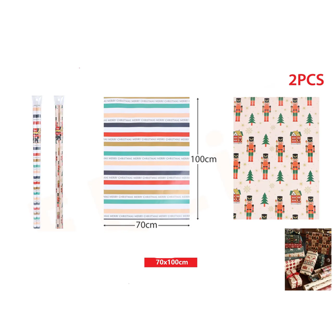 Papel de Regalo Navidad Diseños 70*100cm 2pcs 1