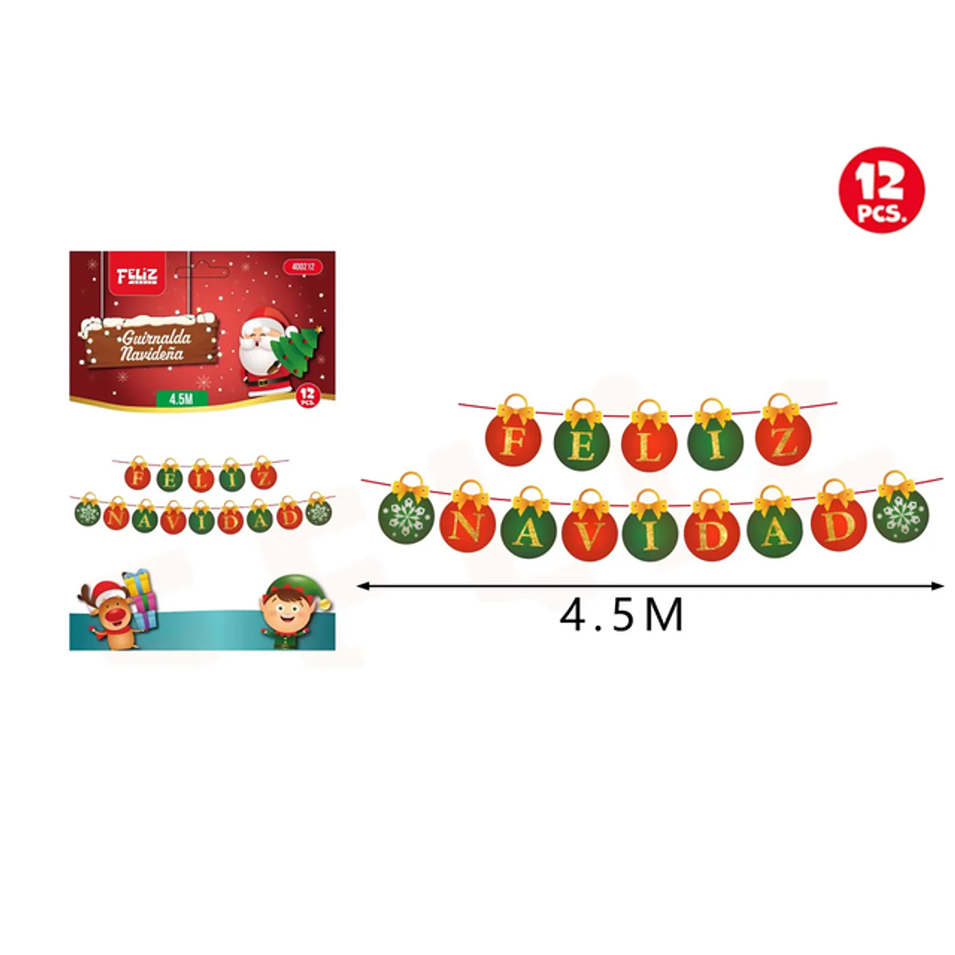 Guirnalda Frase de Navidad 12pcs 4.5M 1