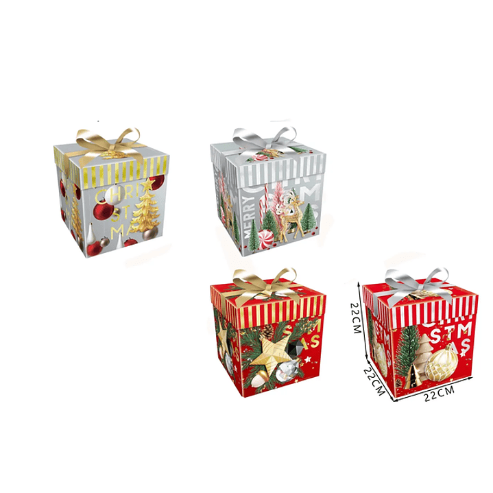 Caja de Regalo Navidad dorado & plateado 22*22*22cm 1
