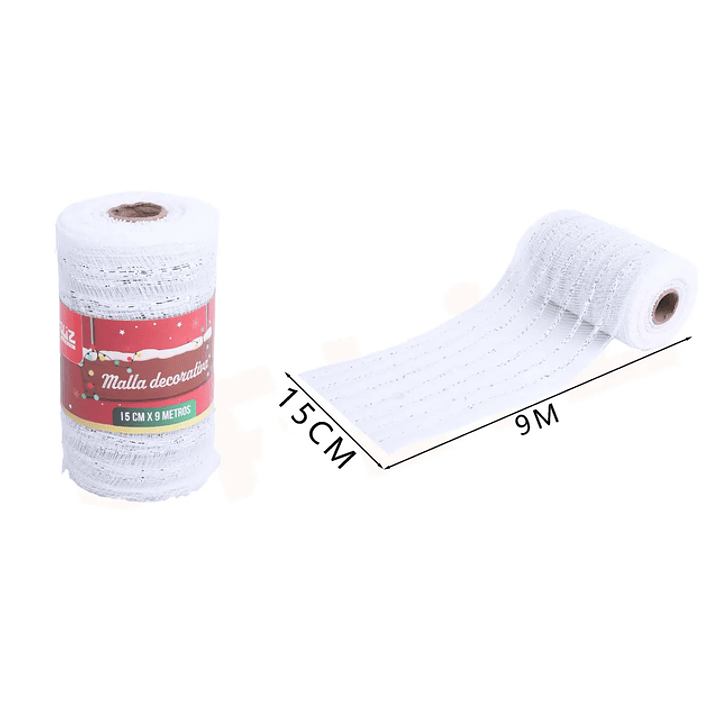Malla Decorativa Blanco Navidad 0.15*9M 1