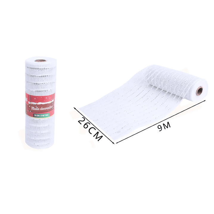 Malla Decorativa Blanco Navidad 0.26*9M 1