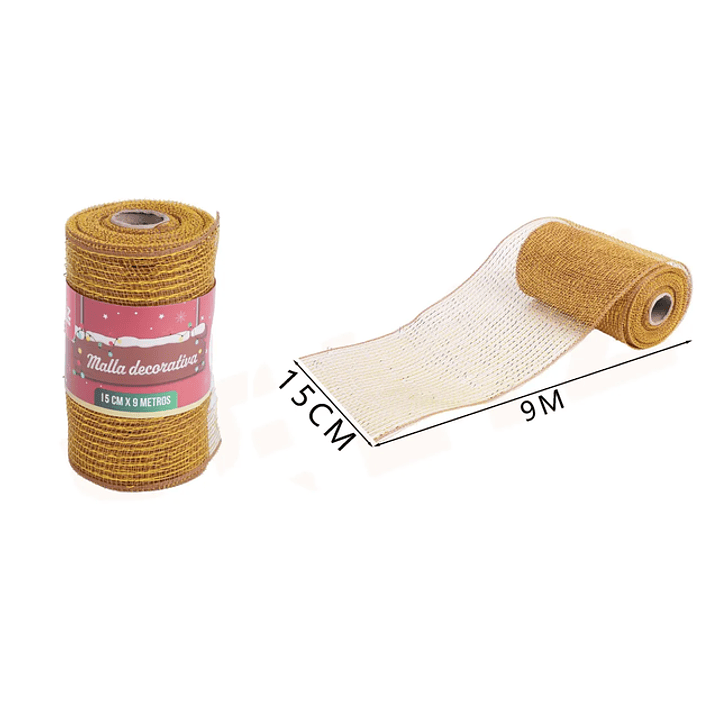 Malla Decorativa Detalle dorado Navidad 0.15*9M 1