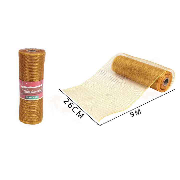 Malla Decorativa Dorada Navidad 0.26*9M 1