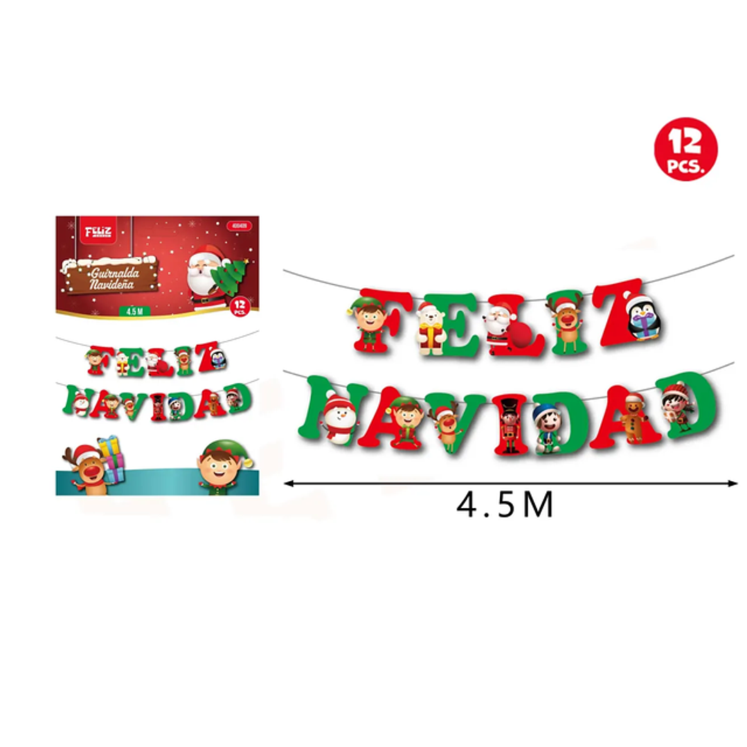 Guirnalda de Navidad Rojo y Verde 12pcs 4.5M 1