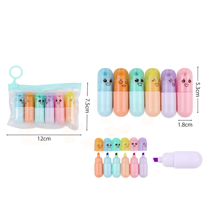 Destacador Flúor Pastillas 6pcs 1