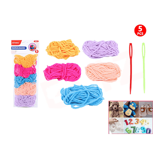Lana Colores +2 Aguja Plástico 5pcs