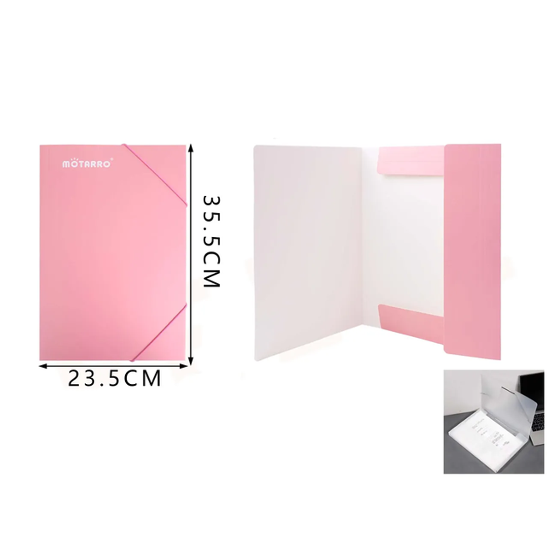 Carpeta Con Elasticos Rosado 23.5X35.5Cm 1