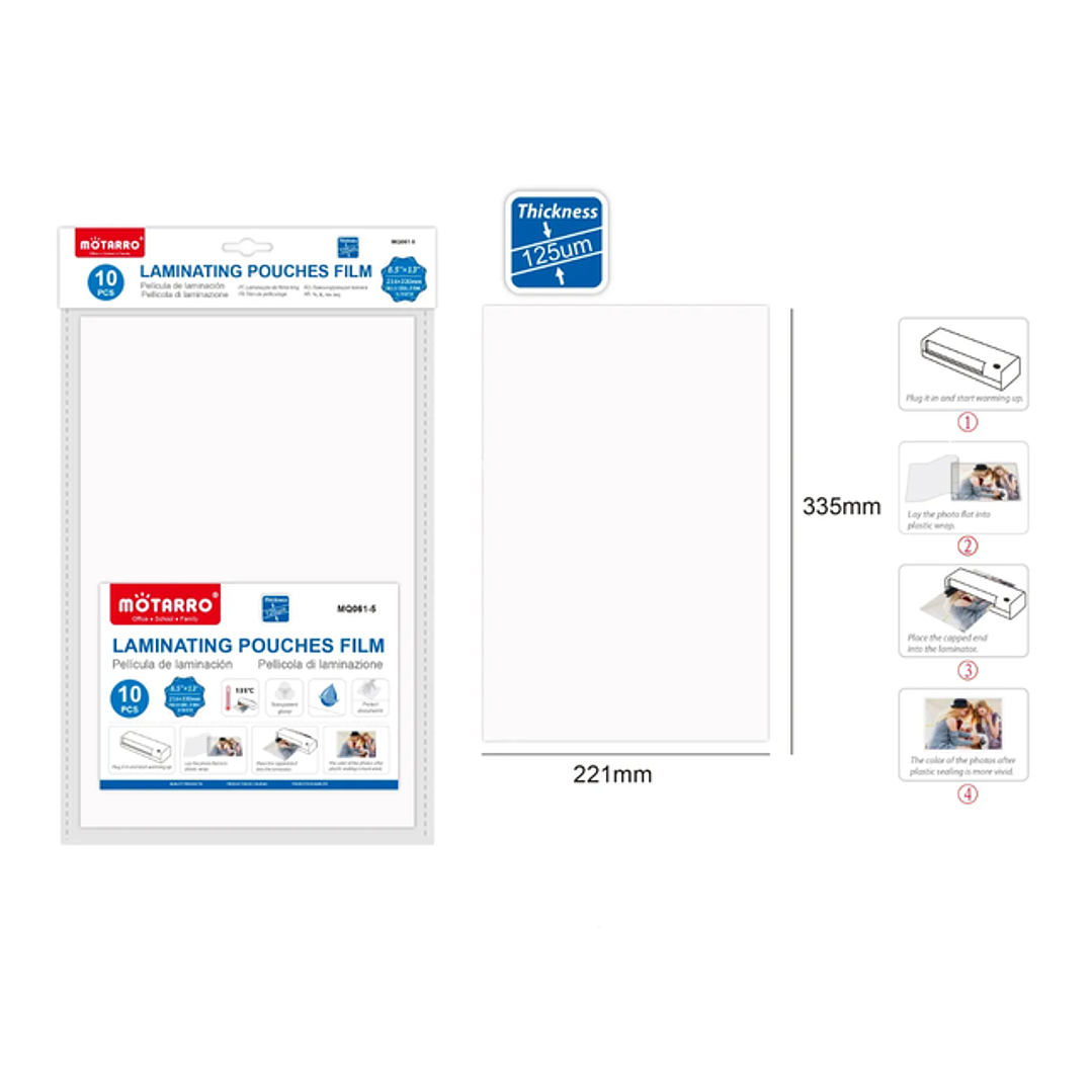 Laminas Para Termolaminar 216330Mm 10Pcs 1