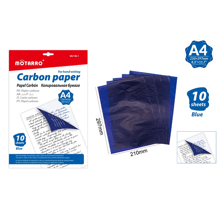 Papel Calco Azul 10Pcs A4 1