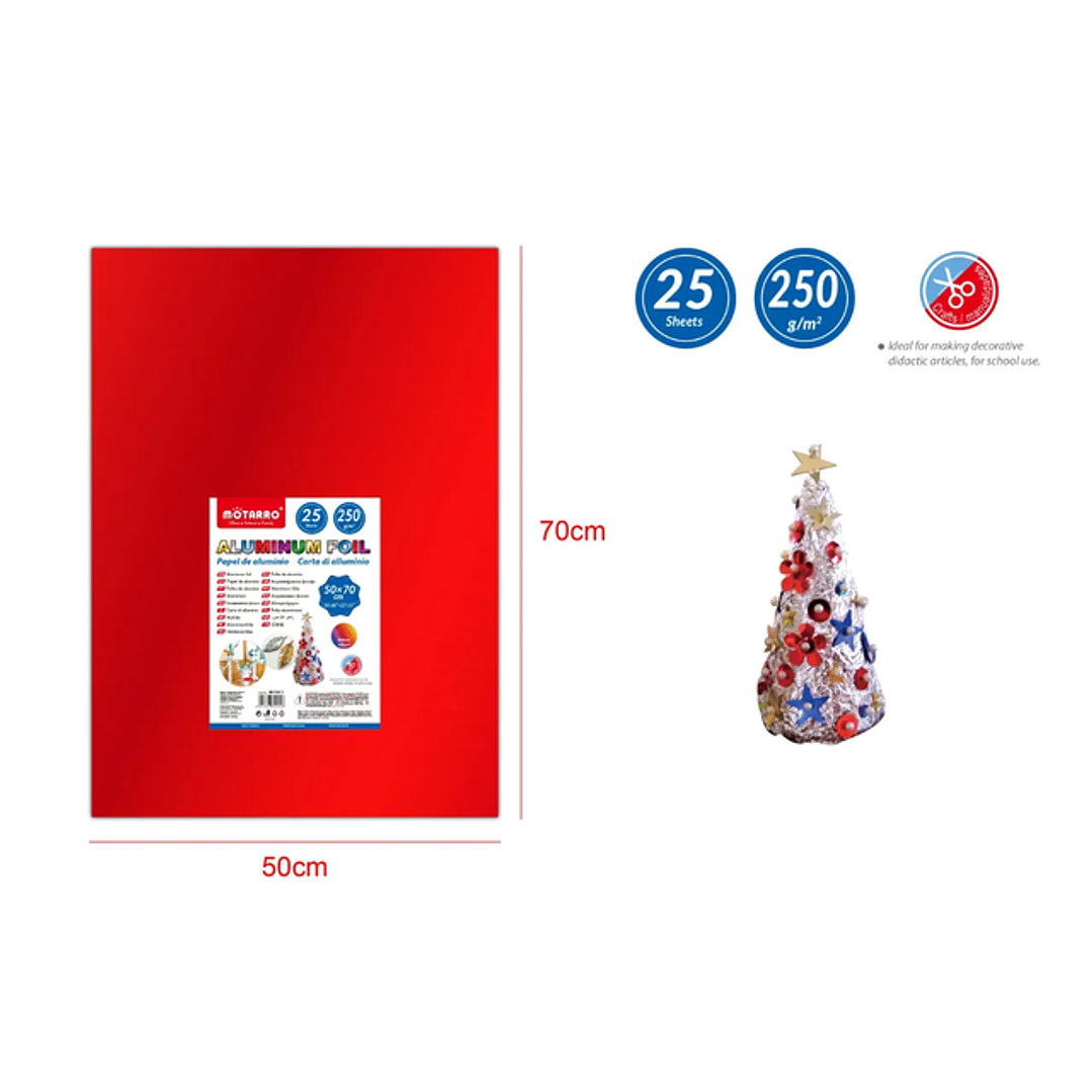 Papel de Aluminio Rojo 25pcs 50x70cm 1