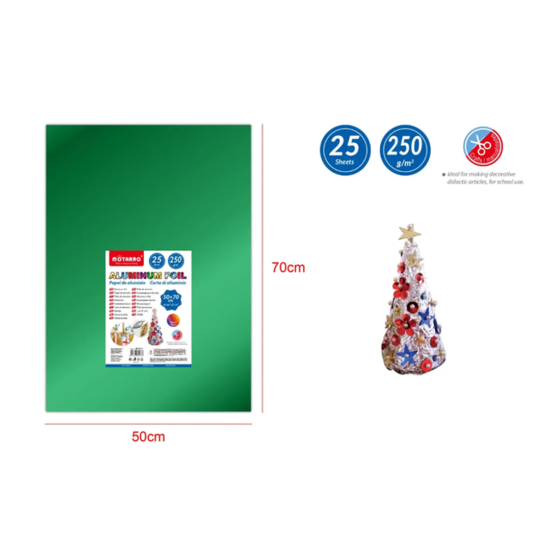 Papel de Aluminio Verde 25pcs 50x70cm 1